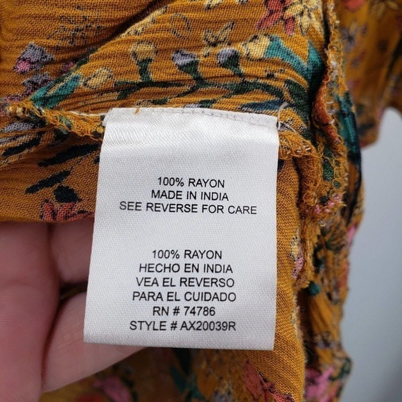 I The Wild Floral Cardigan Womens Medium Mustard Yellow Boho Peasant Tie Front - Picture 5 of 12